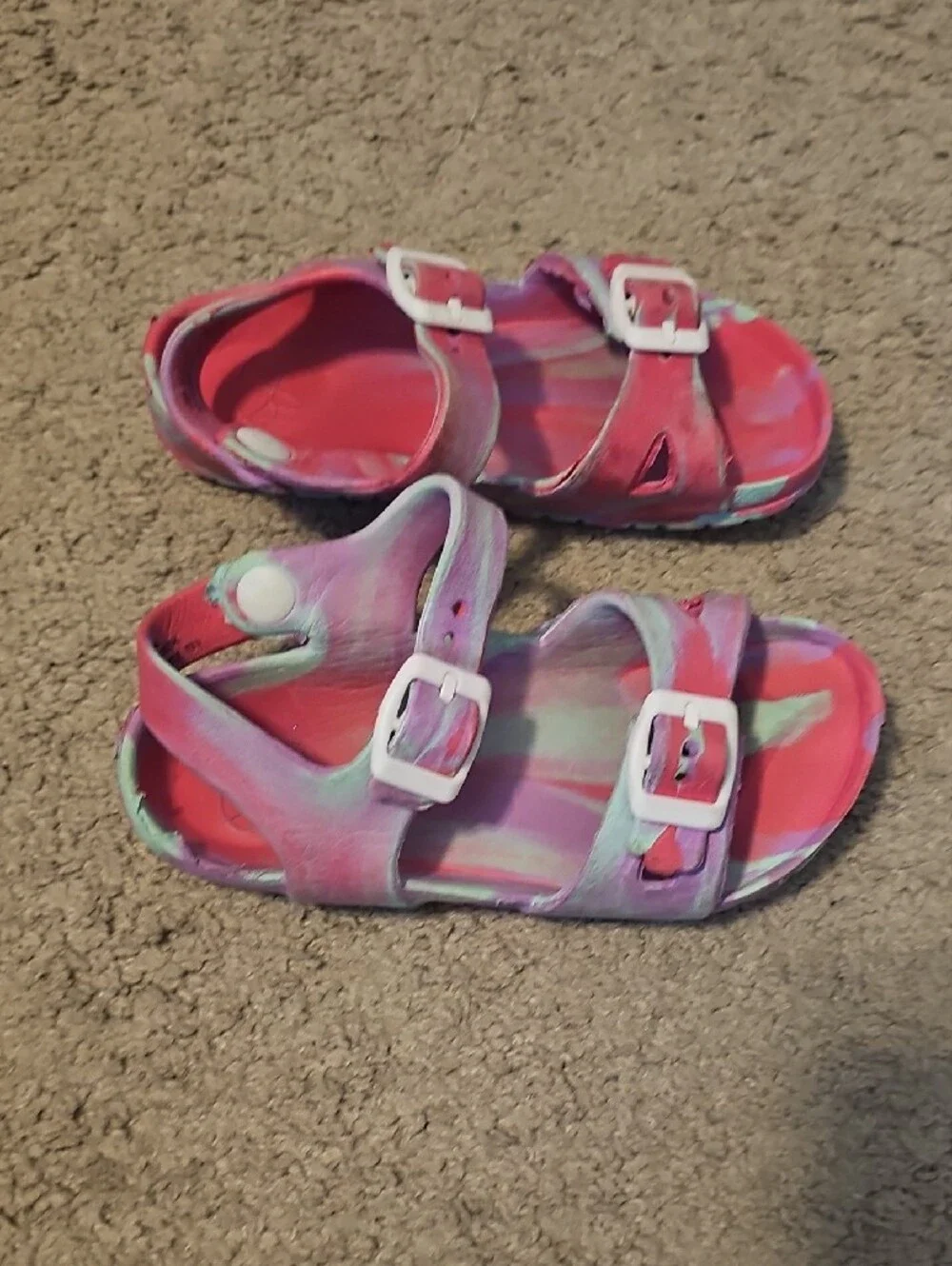 Kids Tie-Dye Pink Adjustable Strap Sandals